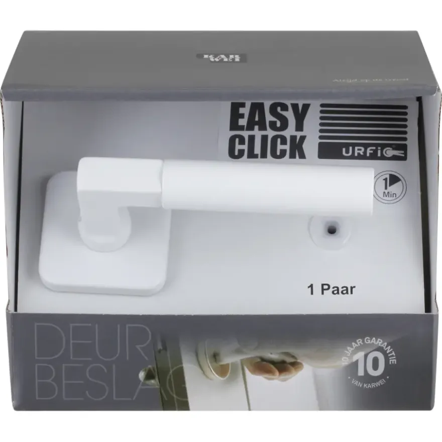 Karwei deurkruk set Stefano vierkant rozet wit aluminium