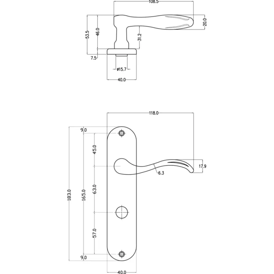 Karwei deurkruk set Vitor ovaal schild vrij-bezet sluiting 63/8 mm messing antiek