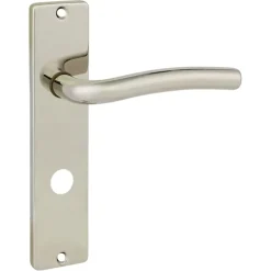Karwei deurkruk set Wave recht schild vrij-bezet sluiting 63/8 mm nikkel glans