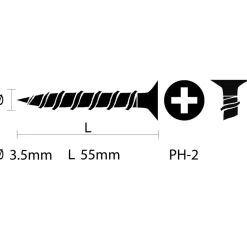 KARWEI gipsplaatschroef 3,5x55 mm zwart (50 stuks)