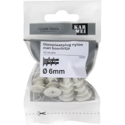 KARWEI Gips plug 6x22mm 10ST + bit