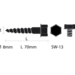 KARWEI houtdraadbout M8x70 mm 15 stuks
