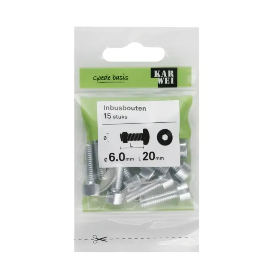 KARWEI inbusbout M6x20 mm 15 stuks
