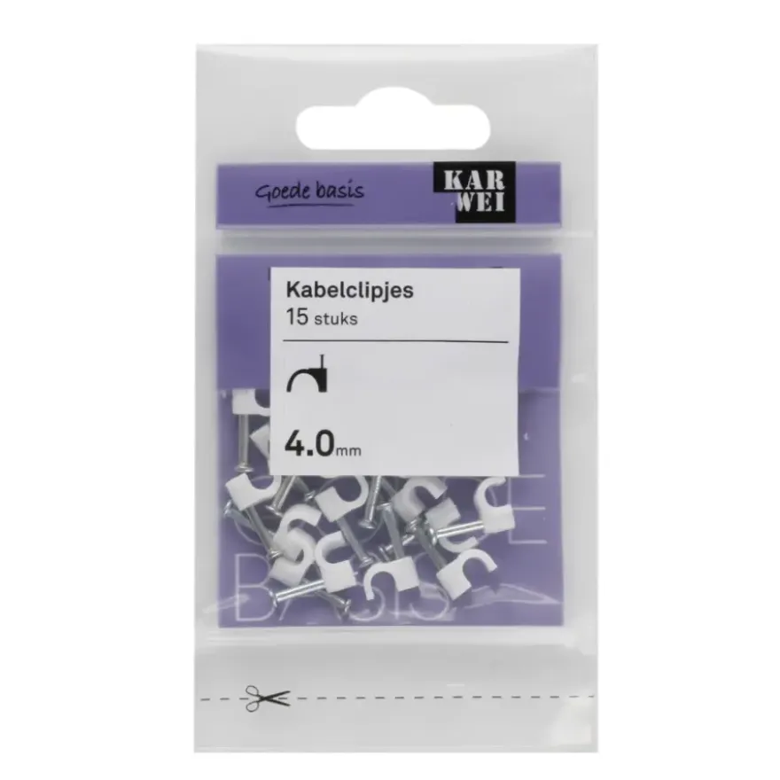KARWEI kabelclip wit 4 mm wit (15 stuks)