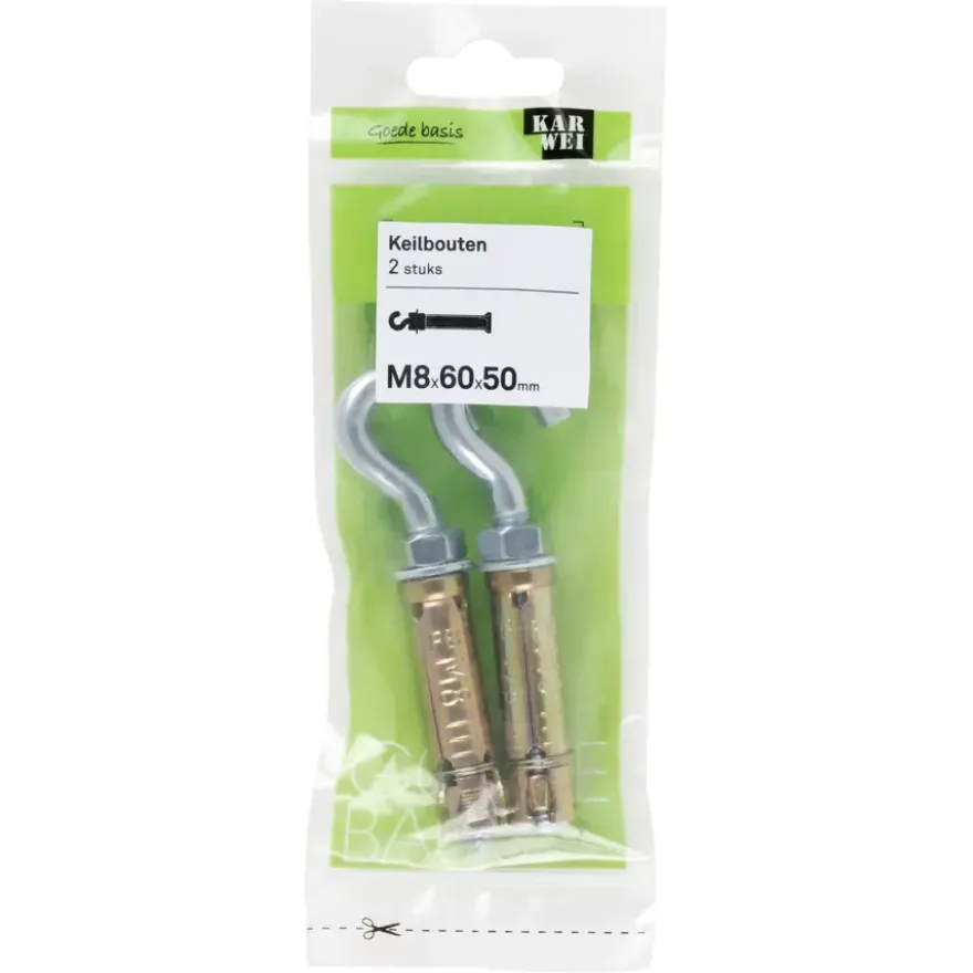 KARWEI keilbout met haak verzinkt M8x60 mm 2 stuks