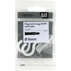 KARWEI kraagplug 6x36mm+schr.haak wit 4,5x65mm 2ST
