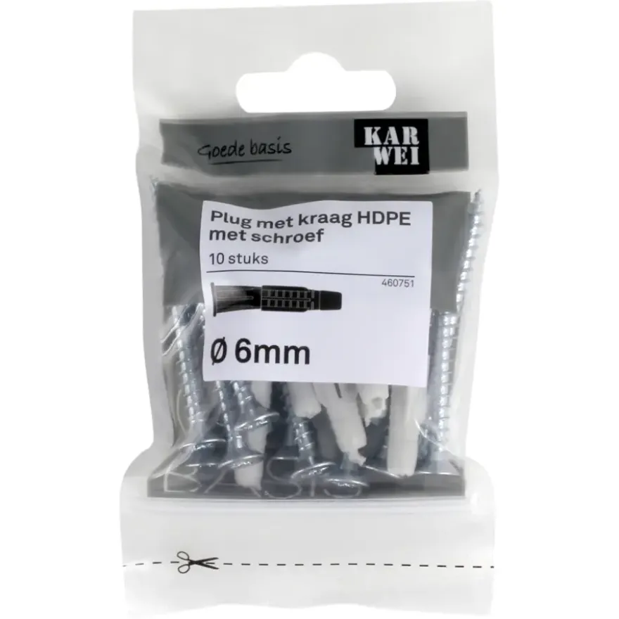 KARWEI kraagplug 6x36mm + uni 5x50mm 10ST