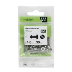 KARWEI metaalbout RVS 4x30 mm 10 stuks