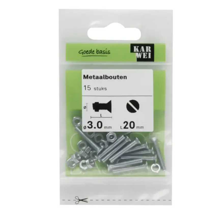 KARWEI metaalbout verzinkt 3x20 mm 15 stuks