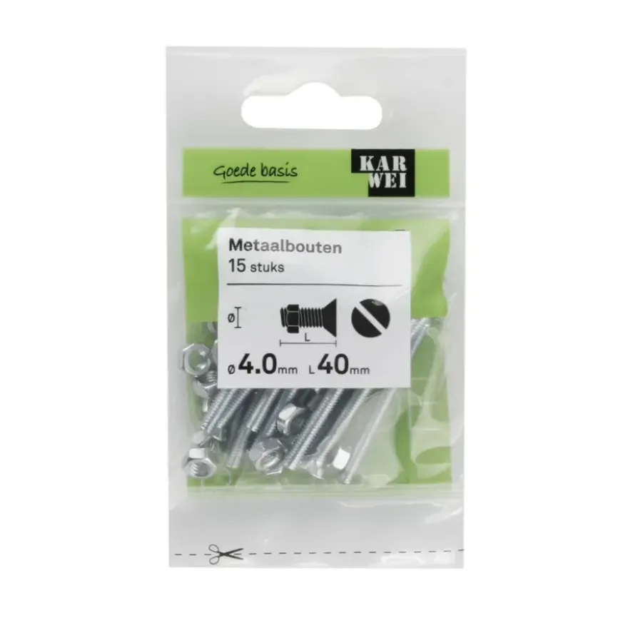 KARWEI metaalbout verzinkt 4x40 mm 15 stuks