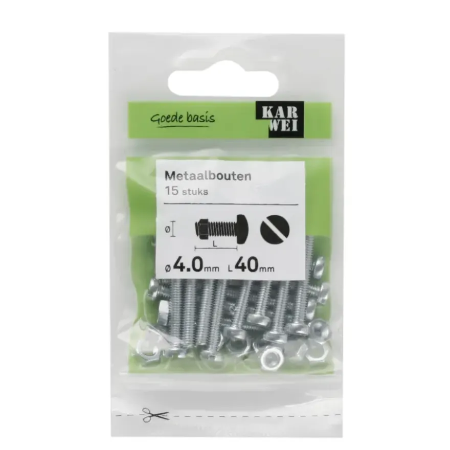 KARWEI metaalbout verzinkt 4x40 mm 15 stuks