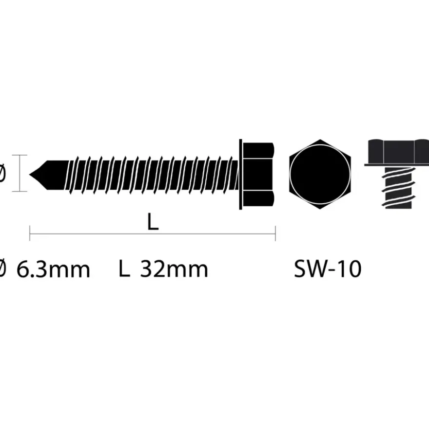 KARWEI montageschroef 6,3x32 mm (10 stuks)