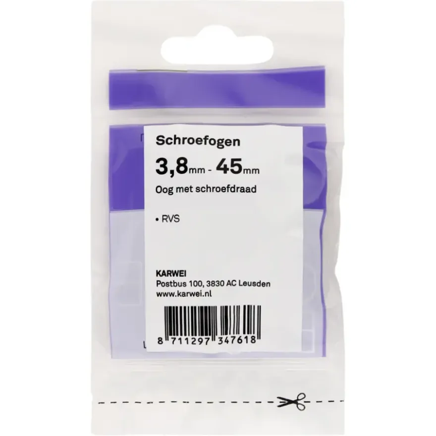 KARWEI Schroefogen RVS 3,8mm - 45mm 6st.