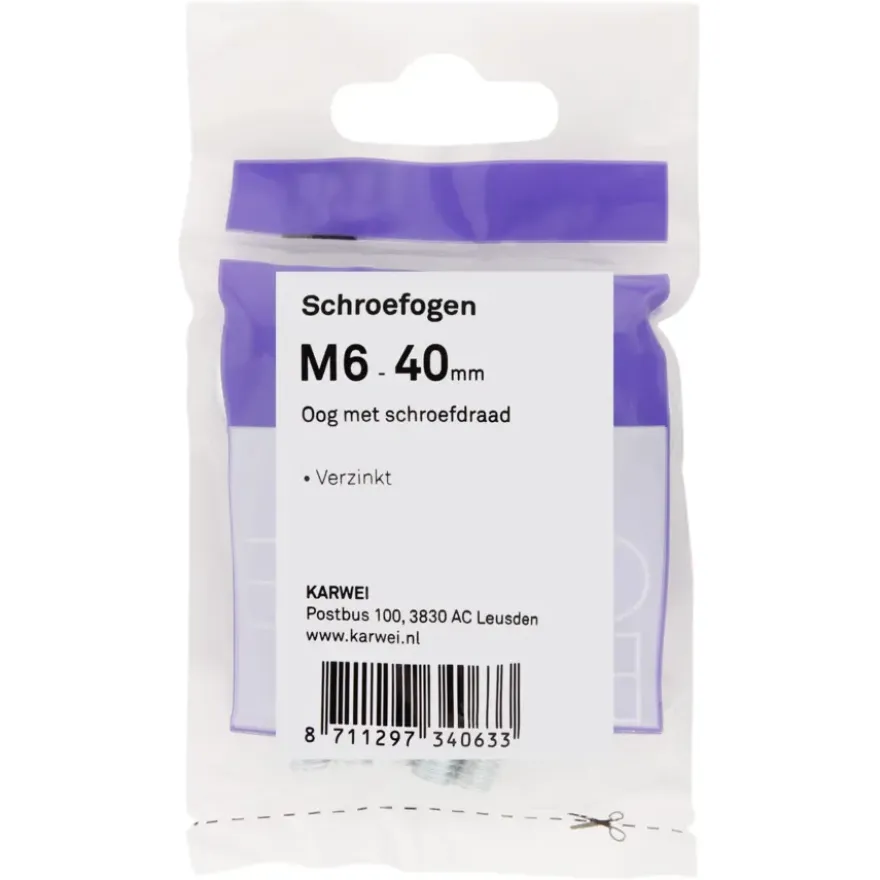 KARWEI Schroefogen verzinkt M6 - 40mm 6st.