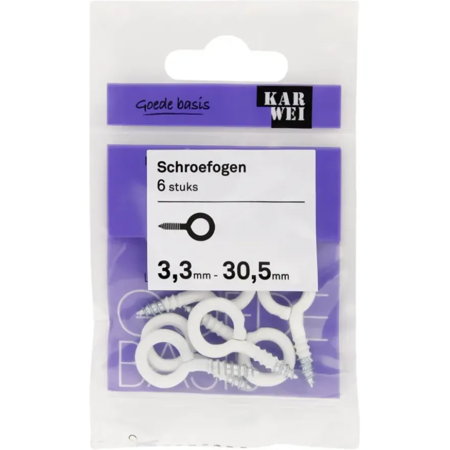 KARWEI Schroefogen wit 3,3mm - 30,5mm 6st.