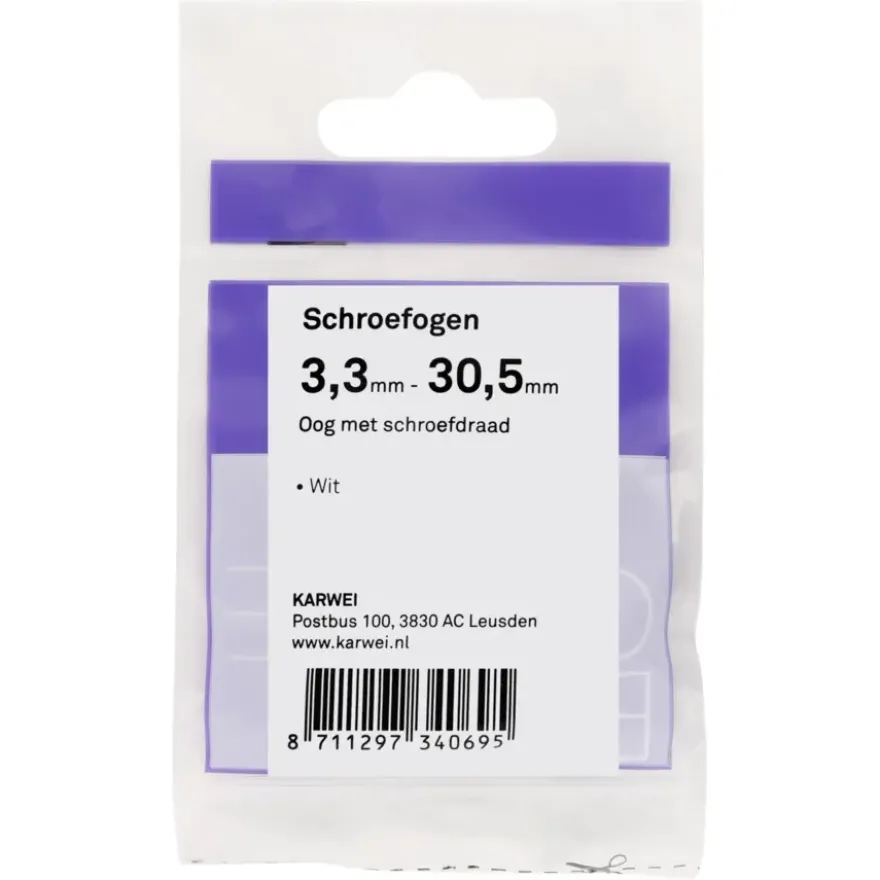 KARWEI Schroefogen wit 3,3mm - 30,5mm 6st.