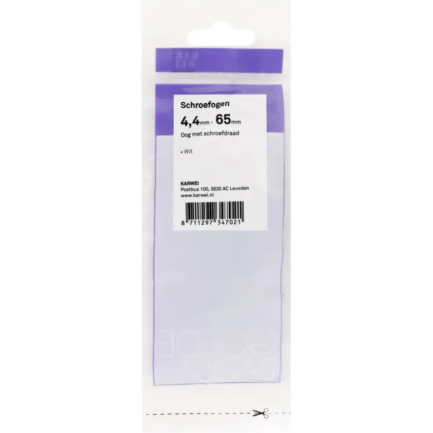KARWEI Schroefogen wit 4,4mm - 65mm 4st.