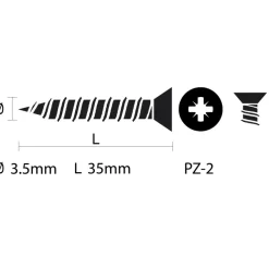 KARWEI schroef universeel platkop pozi verzinkt 3.5x35 mm 15 stuks