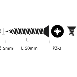 KARWEI schroef universeel platkop pozi RVS 5x50 mm 50 stuks