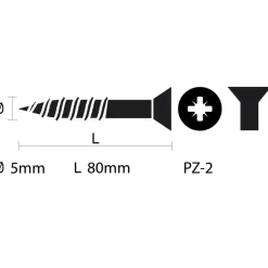 KARWEI schroef universeel platkop pozi verzinkt 5x80 mm 50 stuks
