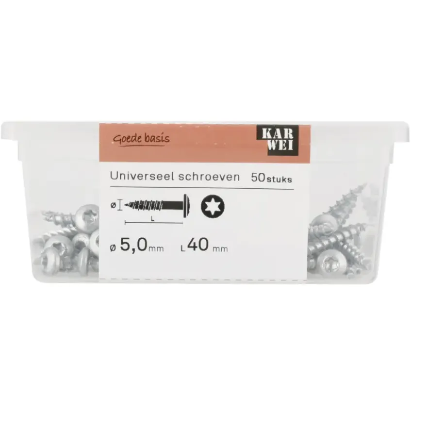 KARWEI unischroef cilinderkop verzinkt 5x40 mm (50 stuks)