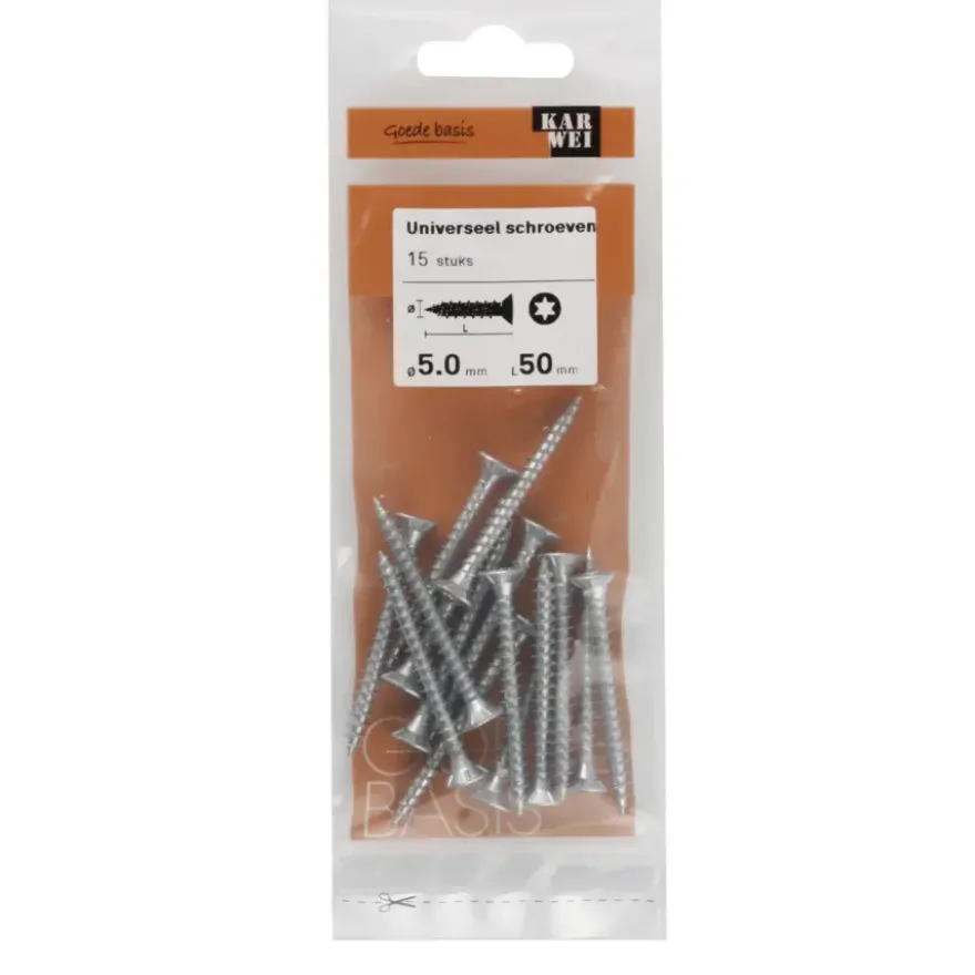 KARWEI unischroef cilinderkop verzinkt 5x50 mm (15 stuks)