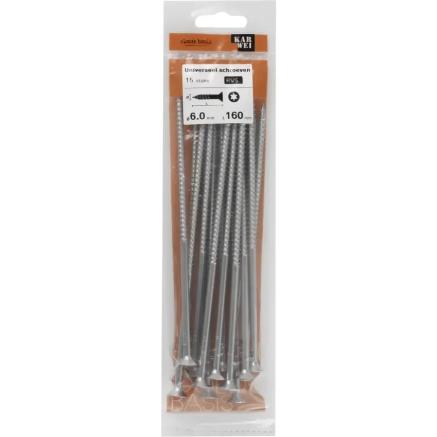 KARWEI unischroef platkop rvs 6x160 mm (15 stuks)