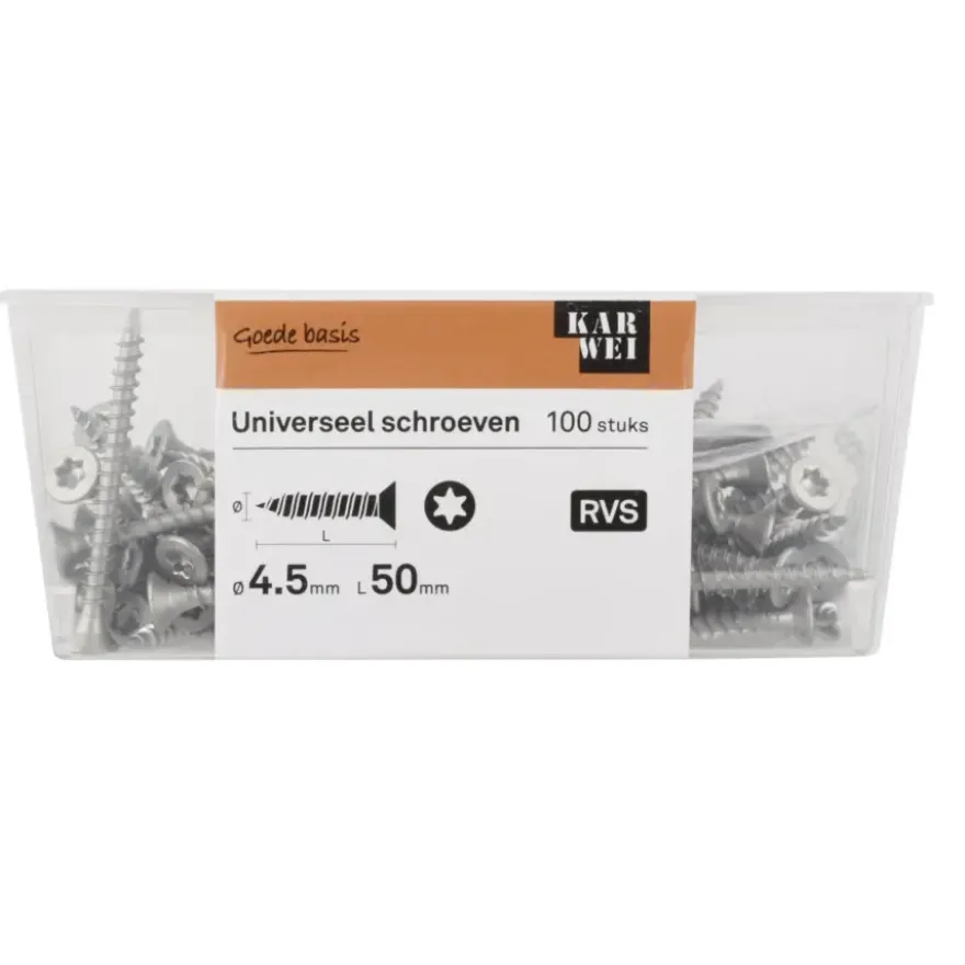 KARWEI unischroef platkop rvs 4,5x50 mm (100 stuks)