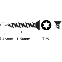 KARWEI unischroef platkop rvs 4,5x50 mm (100 stuks)