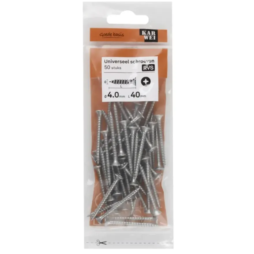 KARWEI unischroef platkop rvs 4x40 mm (50 stuks)