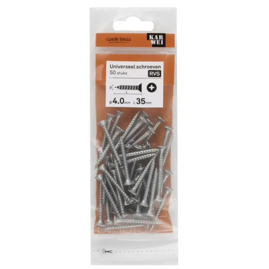 KARWEI unischroef platkop rvs 4x35 mm (50 stuks)