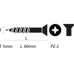 KARWEI unischroef platkop rvs 5x60 mm (40 stuks)