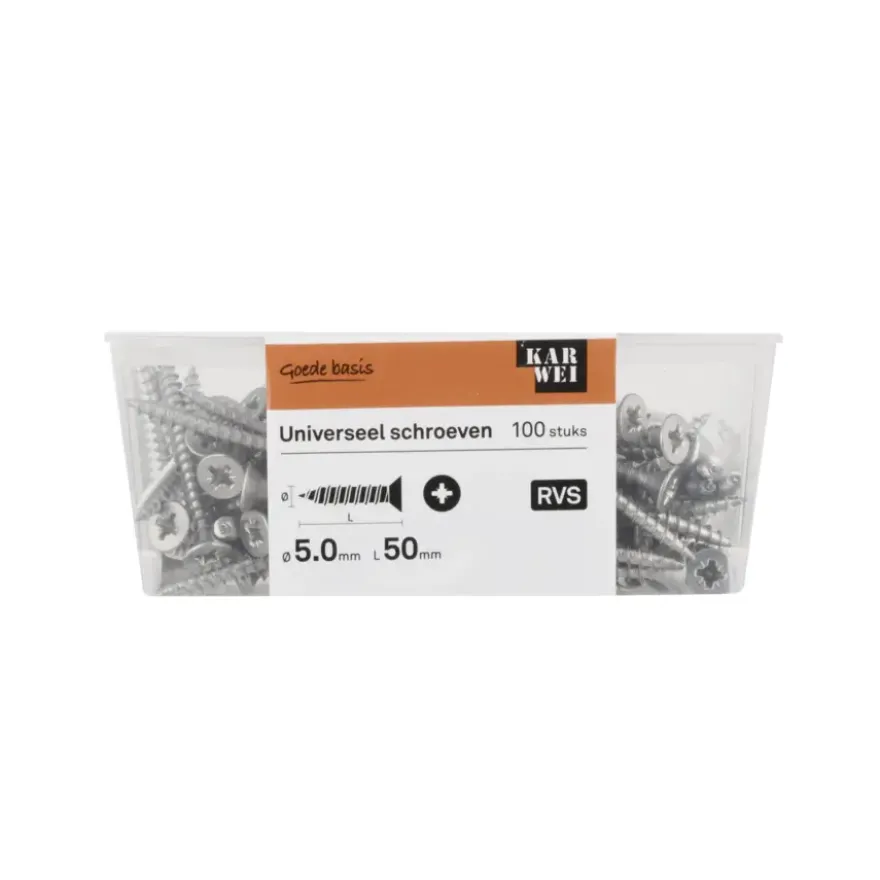 KARWEI unischroef platkop rvs 5x50 mm (100 stuks)