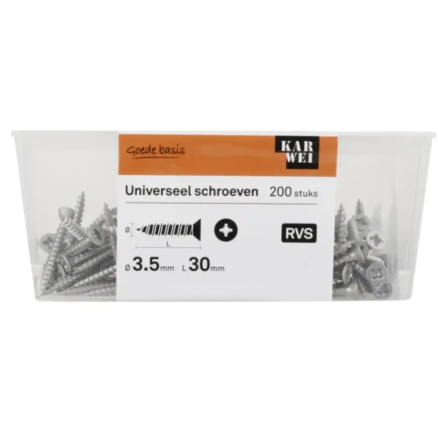 KARWEI unischroef platkop rvs 3,5x30 mm (200 stuks)