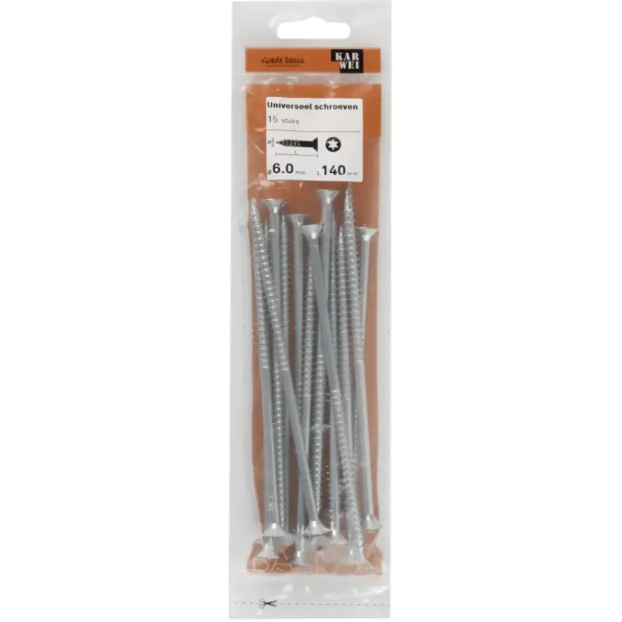 KARWEI unischroef platkop verzinkt 6x140 mm (15 stuks)