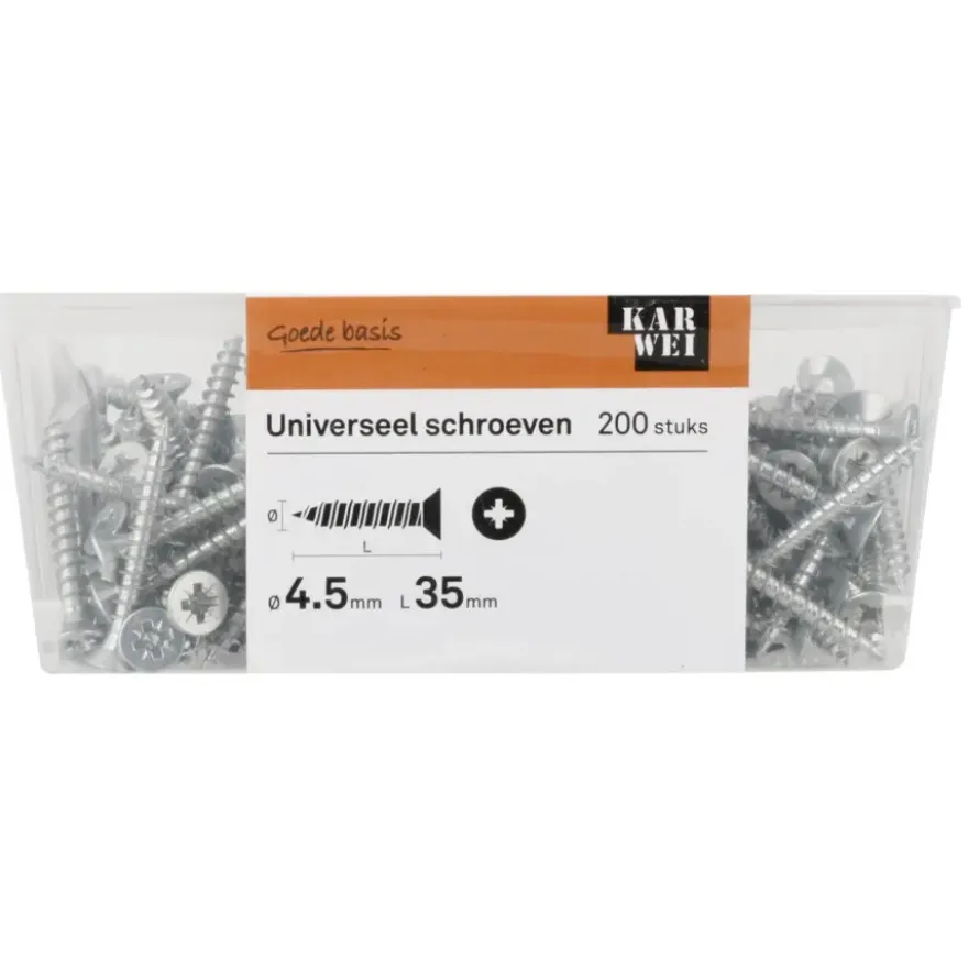 KARWEI unischroef platkop verzinkt 4,5x35 mm (200 stuks)