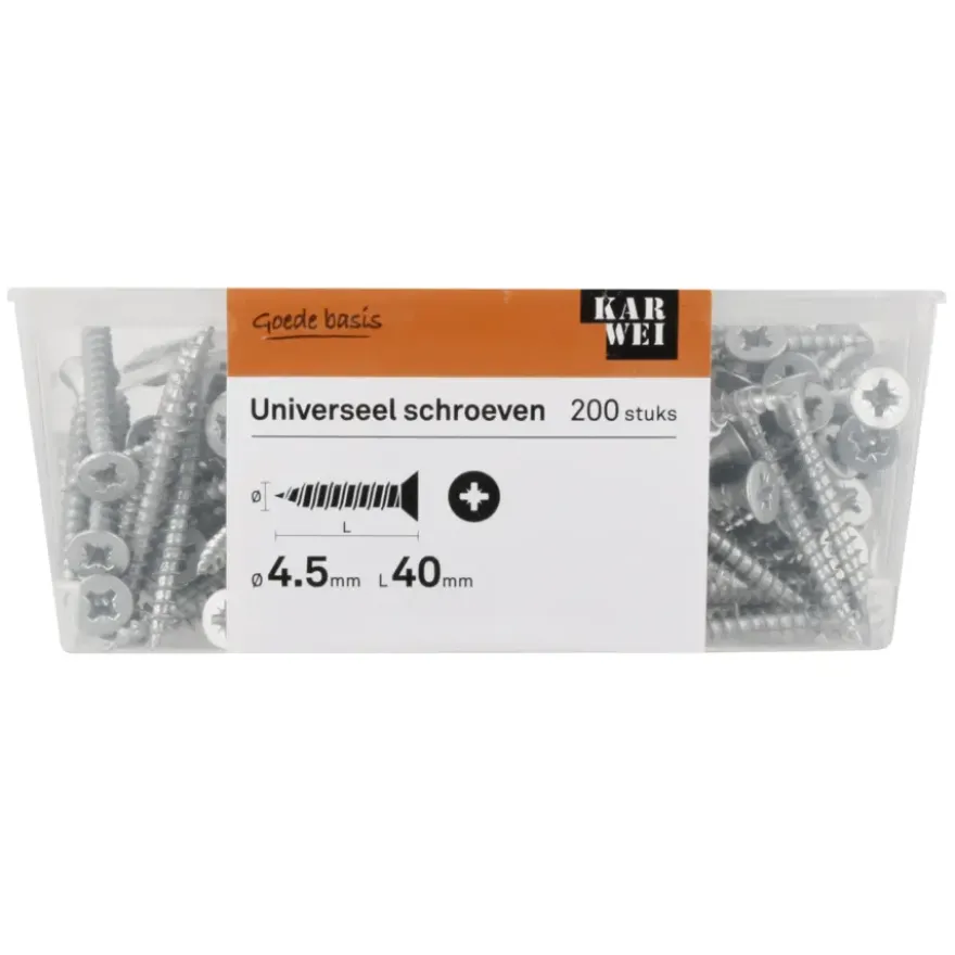 KARWEI unischroef platkop verzinkt 4,5x40 mm (200 stuks)