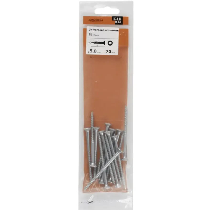KARWEI unischroef platkop verzinkt 5x70 mm (15 stuks)