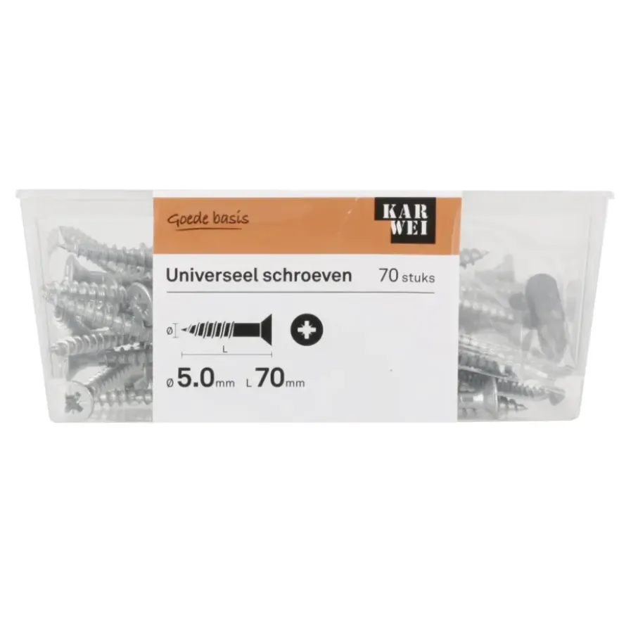 KARWEI unischroef platkop verzinkt 5x70 mm (70 stuks)