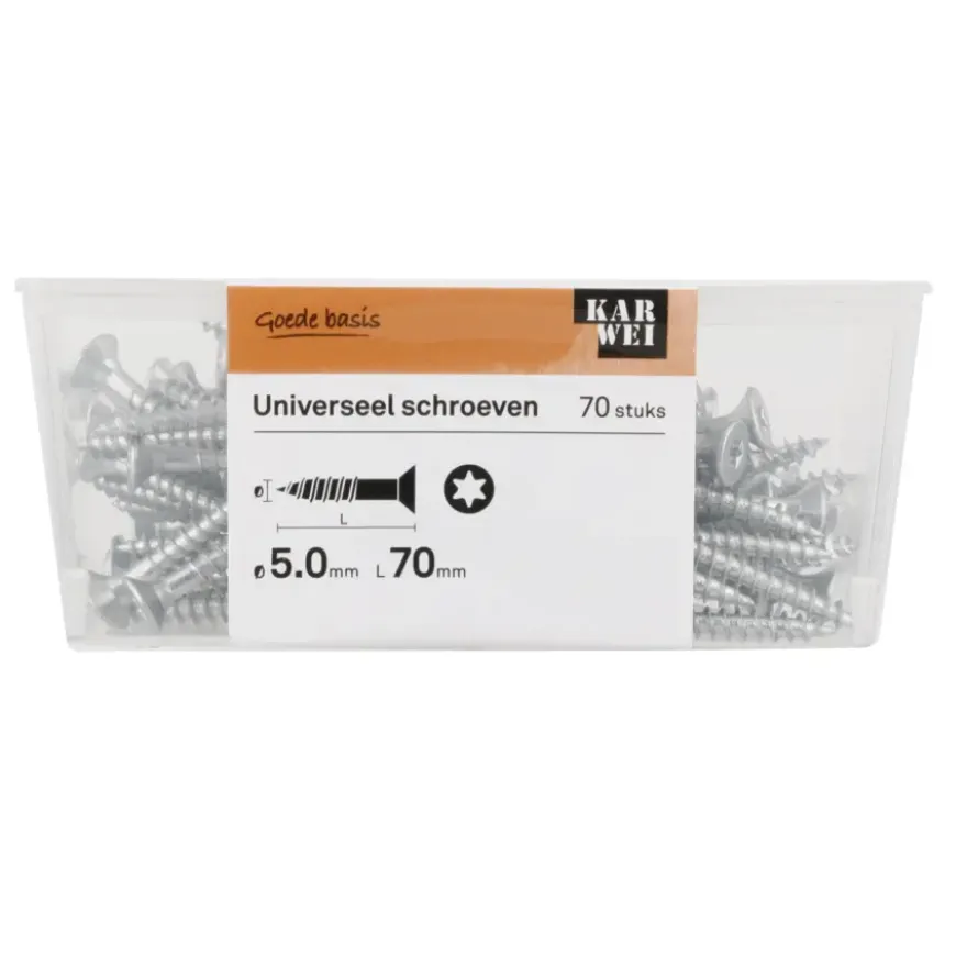 KARWEI unischroef platkop verzinkt 5x70 mm (70 stuks)