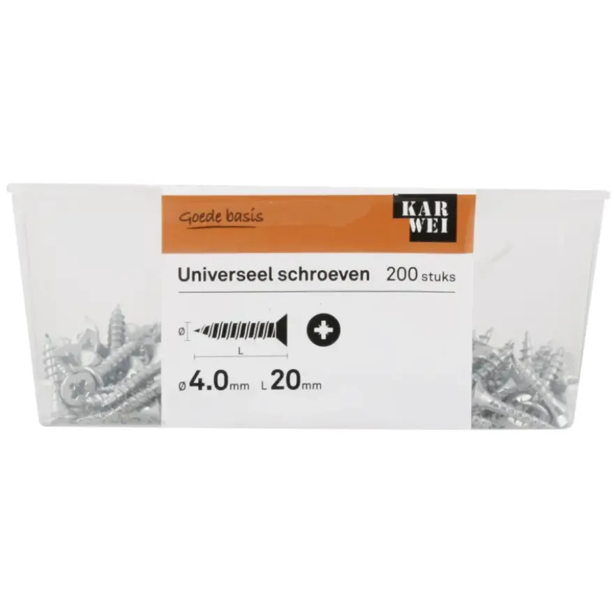 KARWEI unischroef platkop verzinkt 4x20 mm (200 stuks)