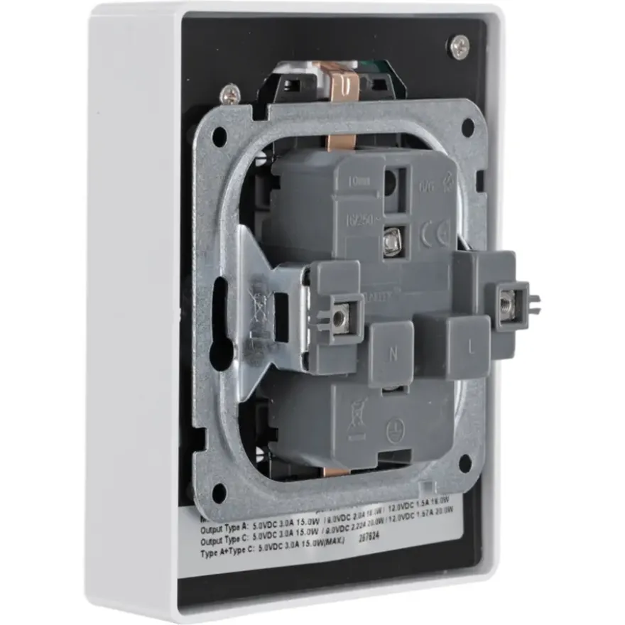 KARWEI Zenith Dubbel Stopcontact Geaard met USB A+C Wit