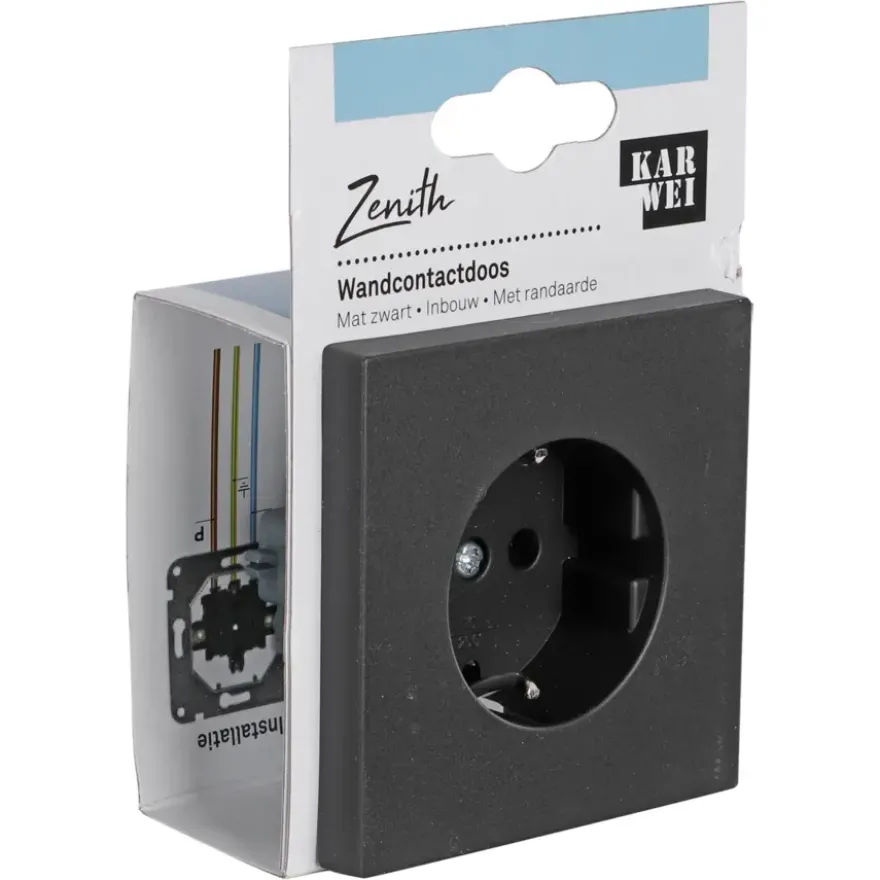 KARWEI Zenith wandcontactdoos mat zwart