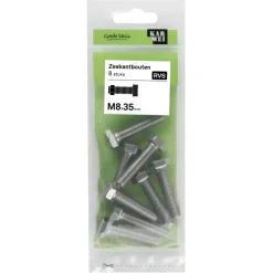 KARWEI zeskantbout voldraad rvs M8x35 mm 8 stuks