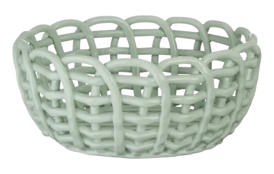 Keramieken mand groen 23x23x10,3cm