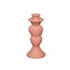 Keramieken kandelaar roze 8,5x8,5x19,5cm