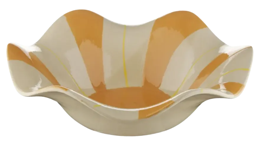 Keramieken schaal wit oranje 25,5x25,5x8cm