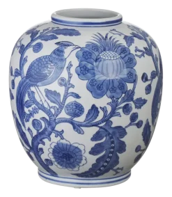 Keramieken vaas wit blauw 26,5x26,5x29cm