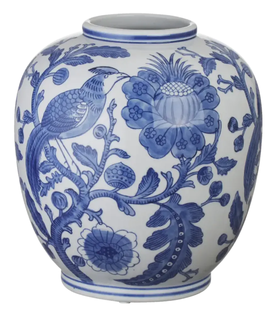 Keramieken vaas wit blauw 26,5x26,5x29cm