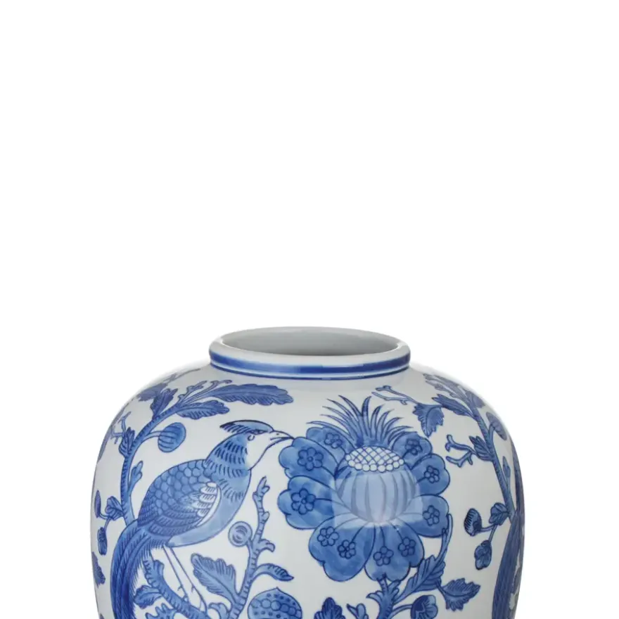 Keramieken vaas wit blauw 26,5x26,5x29cm